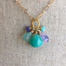 Load image into Gallery viewer, Lavender Scorolite Whimsy Necklace with Brilliant Chalcedony OOAK