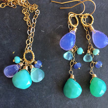 Load image into Gallery viewer, Lavender Scorolite Whimsy Necklace with Brilliant Chalcedony OOAK