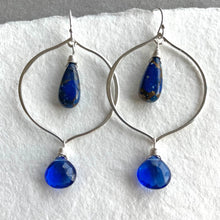 Load image into Gallery viewer, Sapphire Blue Sofia Hoop Earrings, OOAK, no1