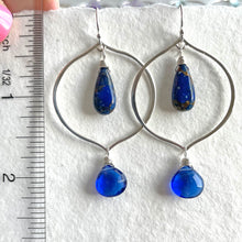 Load image into Gallery viewer, Sapphire Blue Sofia Hoop Earrings, OOAK, no1
