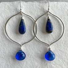 Load image into Gallery viewer, Sapphire Blue Sofia Hoop Earrings, OOAK, no1