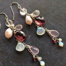 Load image into Gallery viewer, Spring Ahead Pearl Rose Quartz Dangles OOAK