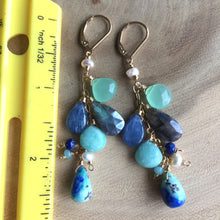 Load image into Gallery viewer, Summer Adventure Cluster earrings, Arizona Oyster Lapis Turquoise