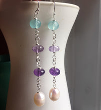 Load image into Gallery viewer, Pearly gemstone dangle earrings, limited quanitity