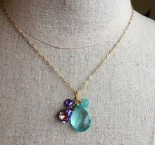 Load image into Gallery viewer, Violets in Springtime Cluster Necklace
