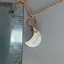 Load image into Gallery viewer, Moonstone Crescent Moon Necklace, Rose Gold, OOAK