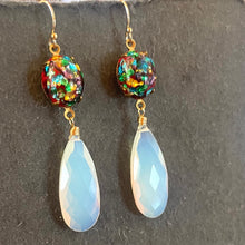 Load image into Gallery viewer, New -but Vintage- Japanese Cherry Bead Earrings with Glowing Opalite Quartz