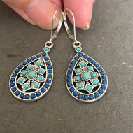 Lapis Lazuli and Turquoise Boho Teardrop Earrings