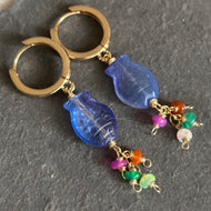 Periwinkle Blue Fish and Opal Earrings