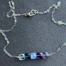 Load image into Gallery viewer, Cushion Cut Bar Necklace, blues, purples