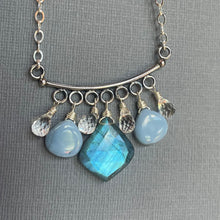 Load image into Gallery viewer, Labradorite Moroccan Cut and Peruvian Opal Necklace, OOAK