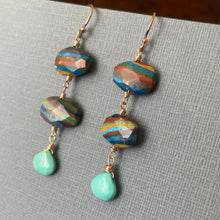 Load image into Gallery viewer, Rainbow Calsilica and Turquoise Dangles, OOAK