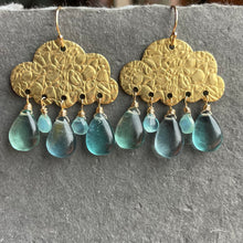 Load image into Gallery viewer, Fluorite and Chalcedony Raincloud Earrings, OOAK