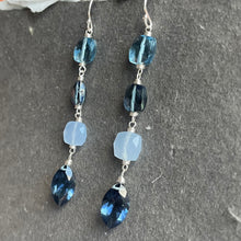 Load image into Gallery viewer, Sparkling Smokey Blue Tones Cushion Cut Earrings