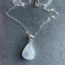 Load image into Gallery viewer, Rainbow Moonstone Necklace, Sterling Silver, OOAK