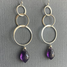 Load image into Gallery viewer, Amethyst Marquis Triple Circle Earrings, OOAK
