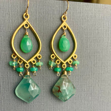Load image into Gallery viewer, Rare Aquaprase, Chrysoprase and Opal Earrings, OOAK