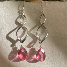 Load image into Gallery viewer, Twirly Girl Pink Tourmaline Quartz Earrings