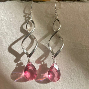 Twirly Girl Pink Tourmaline Quartz Earrings