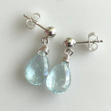 Load image into Gallery viewer, Aquamarine Post Earrings no218a