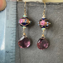 Load image into Gallery viewer, Vintage Wedding Cake Cobalt and Plum Earrings, metal options