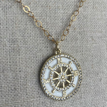 Load image into Gallery viewer, Gold and Pave Cubic Zirconia Compass Necklace