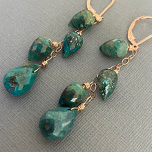 Load image into Gallery viewer, Chrysocolla and Turquoise Rose Gold Earrings, OOAK
