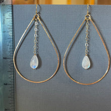 Load image into Gallery viewer, The Katie Hammered 2.5" Hoop Earrings with Smooth Moonstones, OOAK