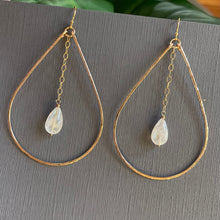 Load image into Gallery viewer, The Katie Hammered 2.5" Hoop Earrings with Smooth Moonstones, OOAK