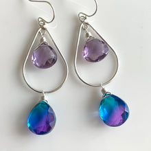 Load image into Gallery viewer, Amethyst Paraiba to Violet Doublet Dangle Earrings