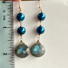 Load image into Gallery viewer, Blue Pearls and Labradorite Stack Earrings