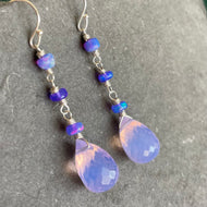 Glowing Lavender Quartz and Purple Opal Earrings, metal options