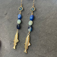 Load image into Gallery viewer, Golden Fish Earrings, Rare Afghanite, OOAK no. 2