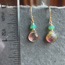 Load image into Gallery viewer, Pink Watermelon Tourmaline and Opal Earrings, OOAK