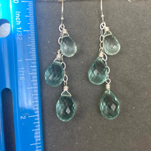 Load image into Gallery viewer, Seafoam TRIO Teardrop Quartz Dangles, Earwire and metal choices