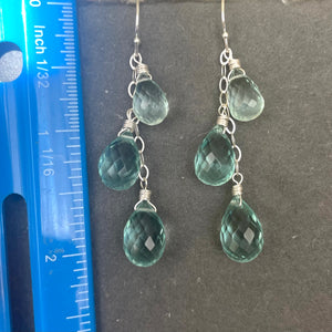 Seafoam TRIO Teardrop Quartz Dangles, Earwire and metal choices