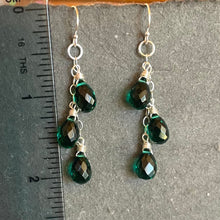 Load image into Gallery viewer, Emerald Green Trio Cascade Earrings
