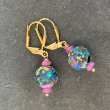 Load image into Gallery viewer, Jasper and Pink Opal Round Earrings, OOAK