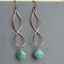 Load image into Gallery viewer, Rose Gold Twirl Earrings, Amazonite