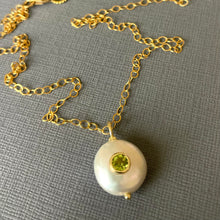 Load image into Gallery viewer, Freshwater Pearl and Peridot Inlay Necklace, OOAK