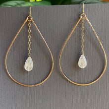 Load image into Gallery viewer, The Katie Hammered 2.5" Hoop Earrings with Smooth Moonstones, OOAK