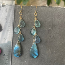 Load image into Gallery viewer, Super Gorgeous Labradorite and Fluorite Earrings, OOAK