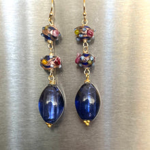 Load image into Gallery viewer, Vintage Wedding Cake Cobalt and Foiled Glass Earrings, metal options