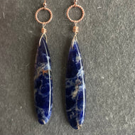 Sodalite Rose Gold Hoop Earrings, OOAK