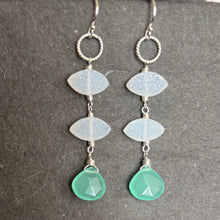 Load image into Gallery viewer, Cloud Dancer PantoneTM Color of the Year 2026 Druzy Aqua Chalcedony Earrings, metal and earwire options, limited quantity