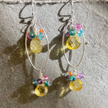 Load image into Gallery viewer, Lemon Ice Funfetti Laser Cut Quartz Resort Hoop Earrings