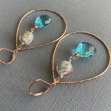 Load image into Gallery viewer, Rose Gold Murano Glass Sommerso Earrings, OOAK