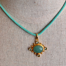 Load image into Gallery viewer, Amazonite and Blue Topaz Pendant Necklace, Aqua Cord