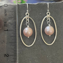 Load image into Gallery viewer, Mauve-y Pink Edison Pearl Oval Hoop Earrings, OOAK