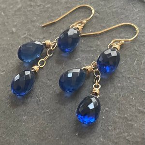 Sapphire Blue Trio Cascade Earrings